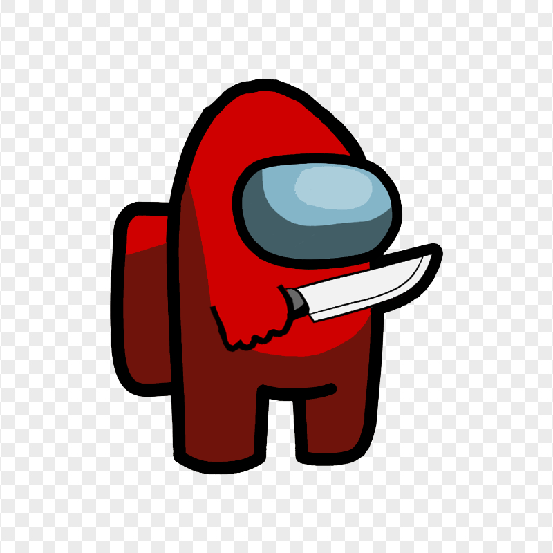 HD Red Among Us Character Knife PNG
