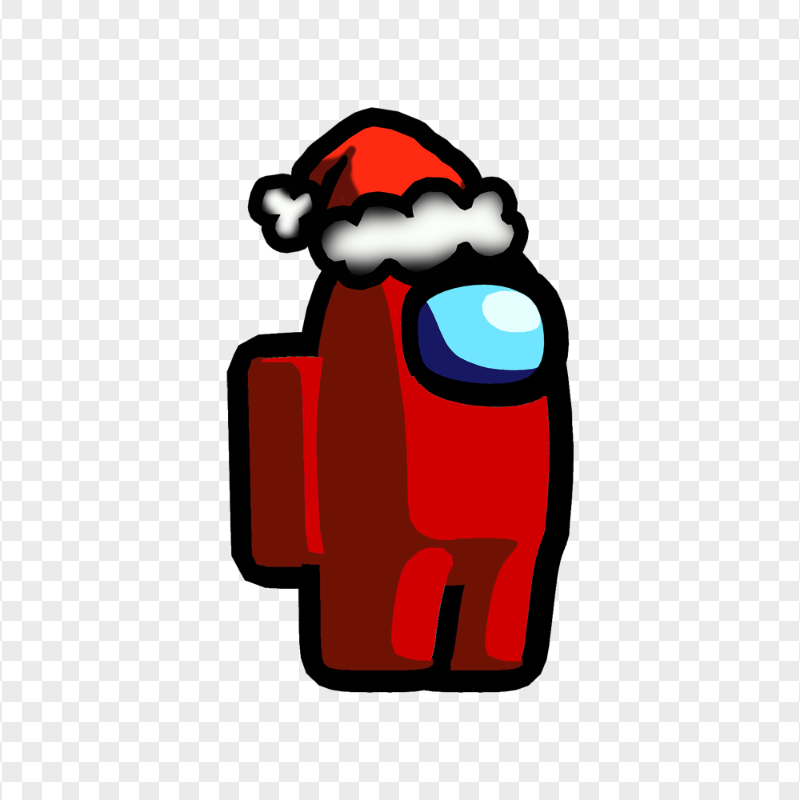 HD Red Among Us Character Santa Hat PNG