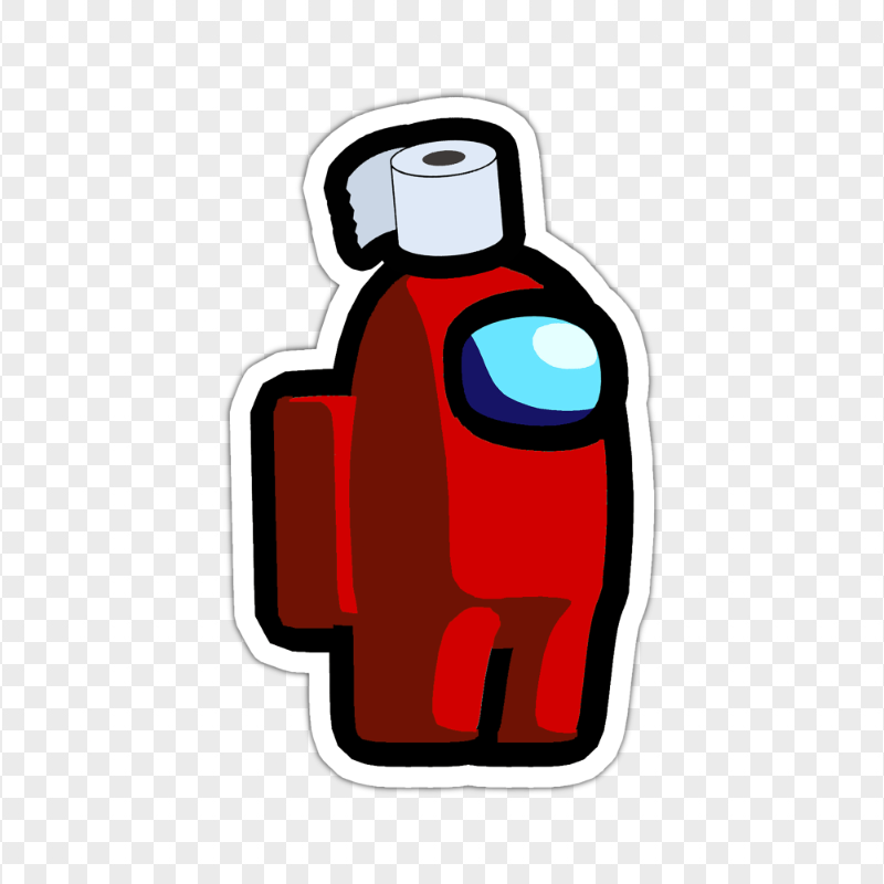 HD Red Among Us Character Toilet Paper Hat Stickers PNG