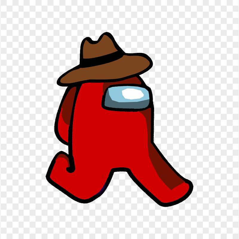 HD Red Among Us Character Walking With Cowboy Hat PNG