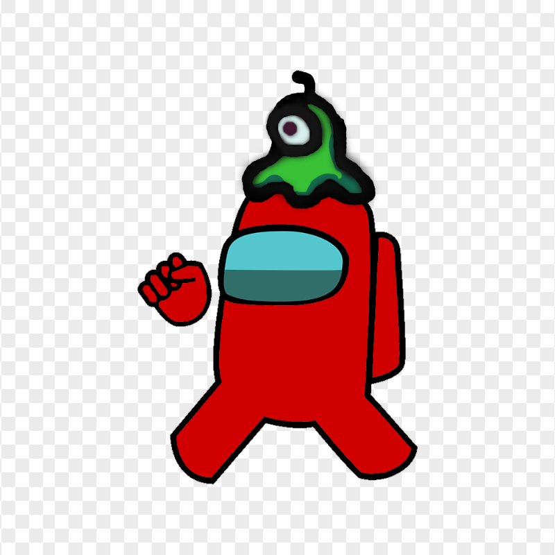 HD Red Among Us Character Wear Brain Slug Hat PNG