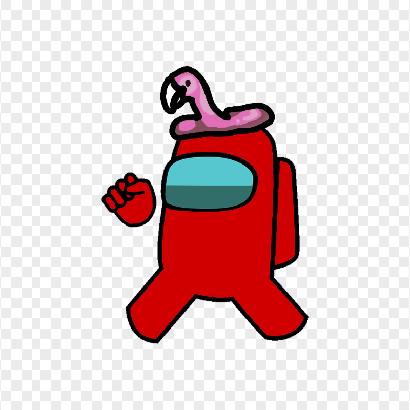 HD Red Among Us Character Wear Flamingo Hat PNG