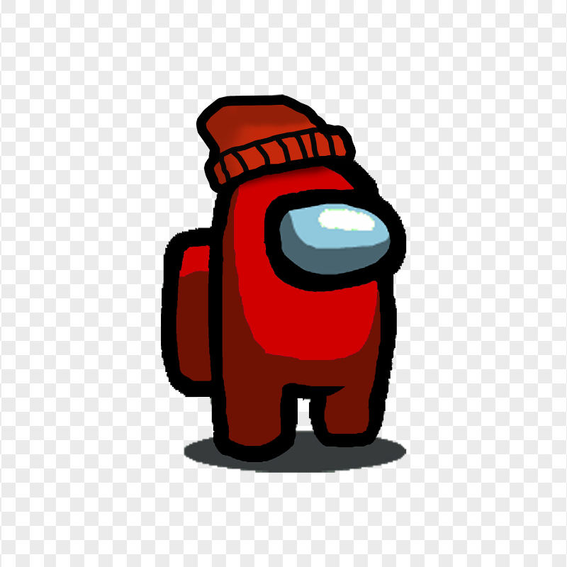 HD Red Among Us Character With Beanie Hat PNG