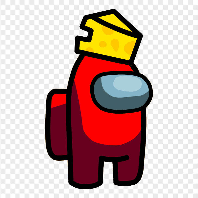 HD Red Among Us Character With Cheese Hat PNG