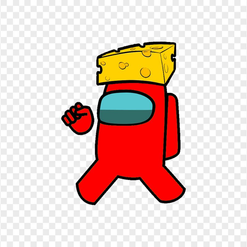 HD Red Among Us Character With Cheese PNG