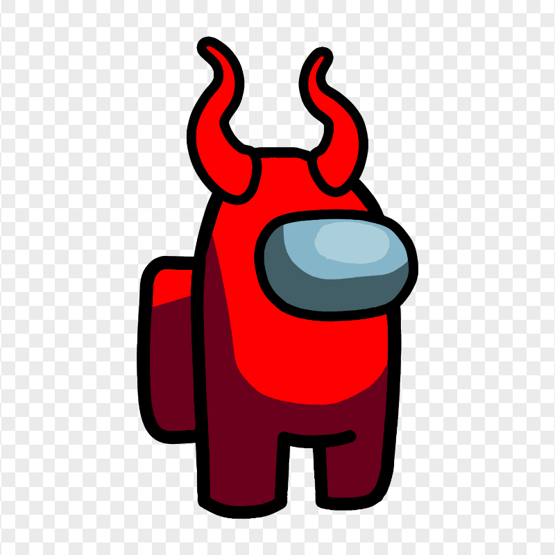 HD Red Among Us Character With Devil Horns PNG