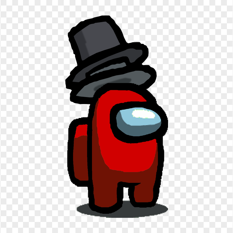 HD Red Among Us Character With Double Top Hat PNG