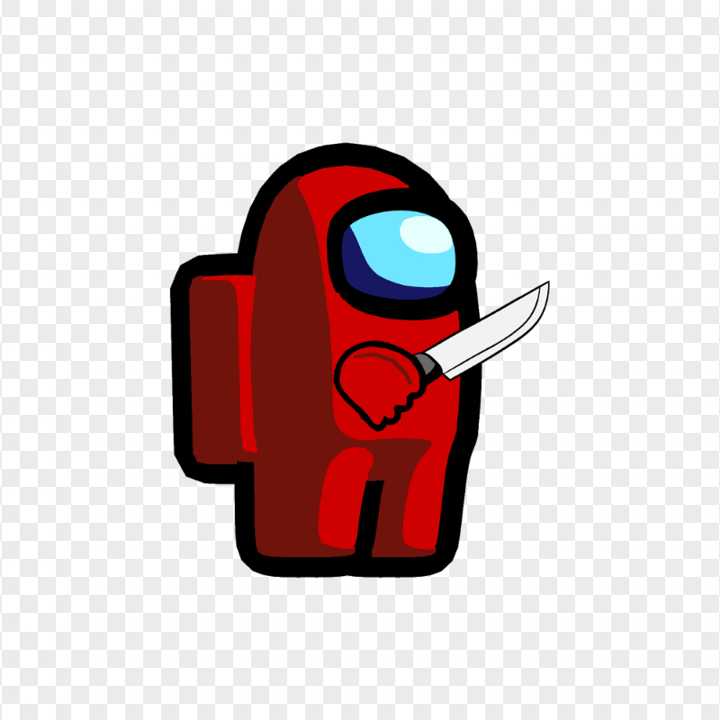 HD Red Among Us Character With Knife PNG