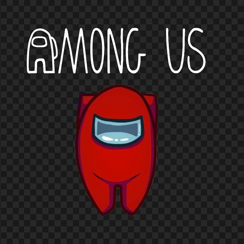 HD Red Among Us Character With Logo PNG