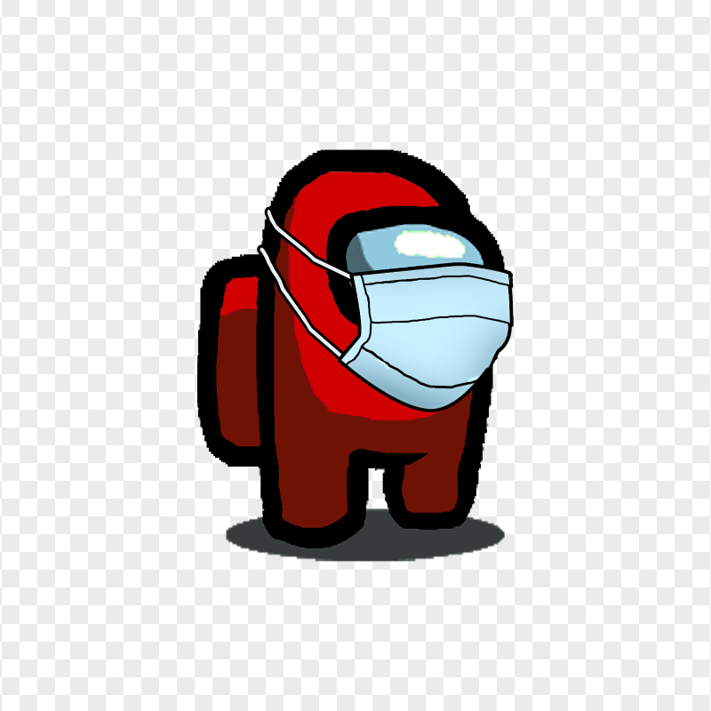 HD Red Among Us Character With Surgical Mask PNG