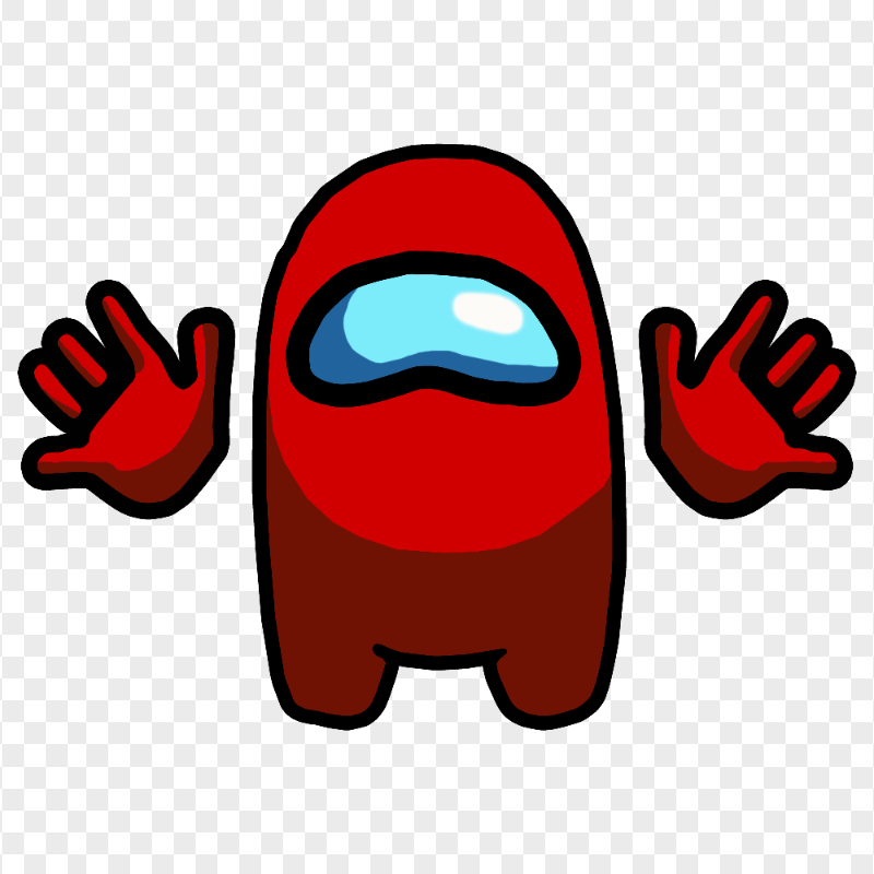 HD Red Among Us Crewmate Character Front View With Hands PNG