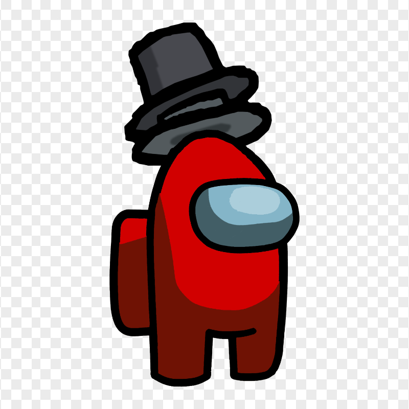 HD Red Among Us Crewmate Character With Double Top Hat PNG