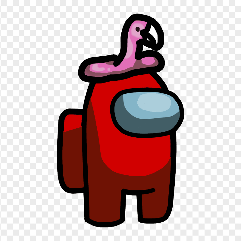 HD Red Among Us Crewmate Character With Flamingo Hat PNG