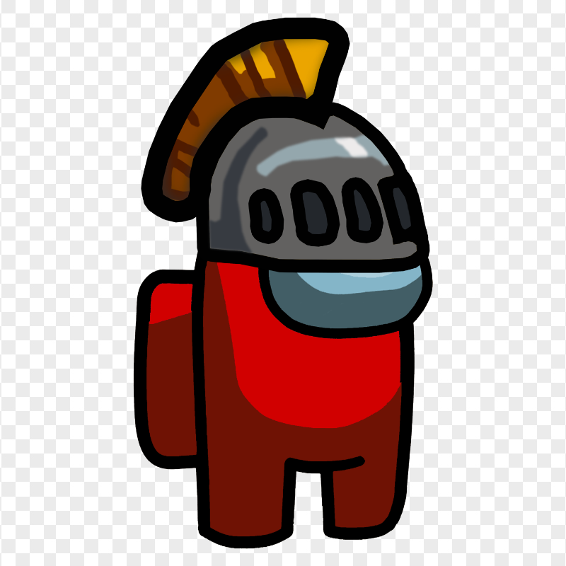 HD Red Among Us Crewmate Character With Knight Helmet PNG