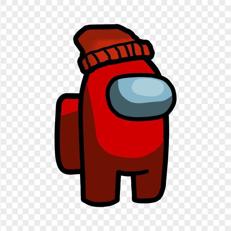 HD Red Among Us Crewmate Character With Red Beanie Hat PNG