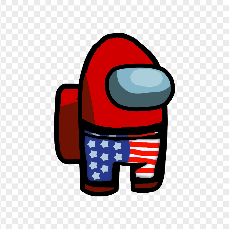 HD Red Among Us Crewmate Character With USA Flag Costume PNG