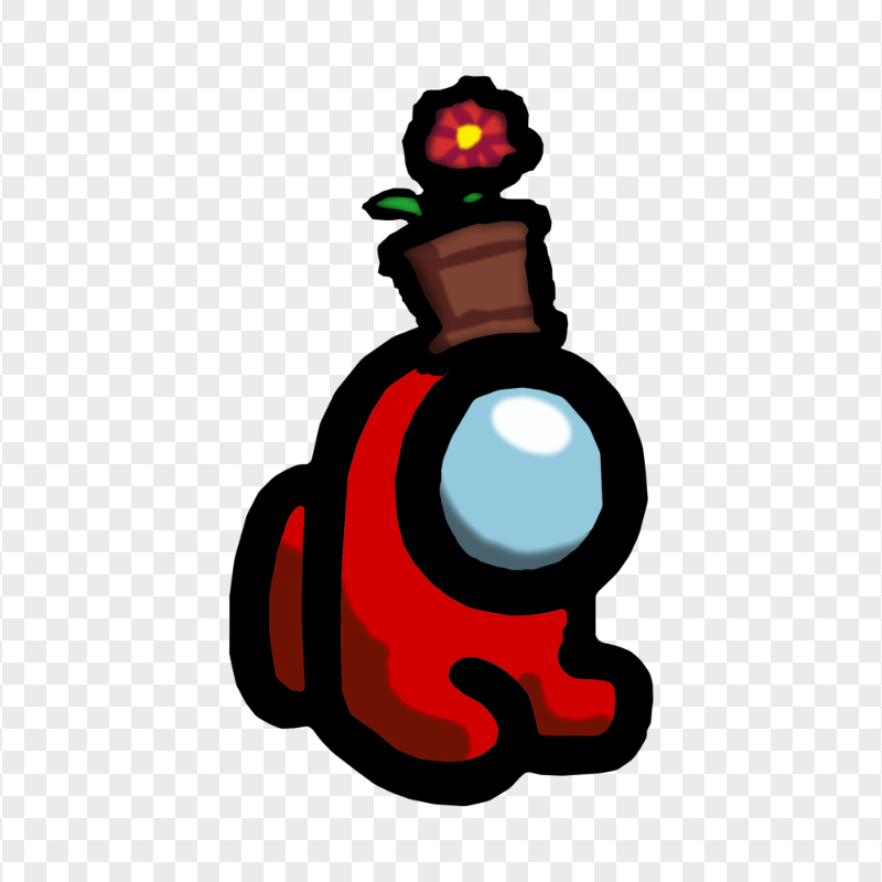 HD Red Among Us Mini Crewmate Baby With Flower Pot Hat PNG