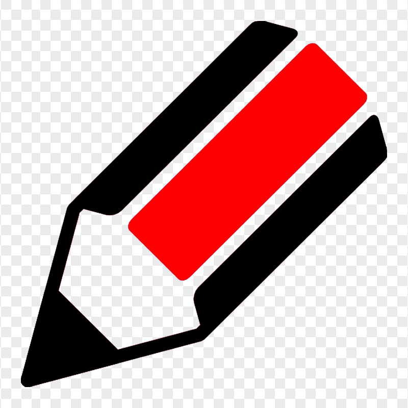 HD Red and Black Haft Pencil Outline PNG