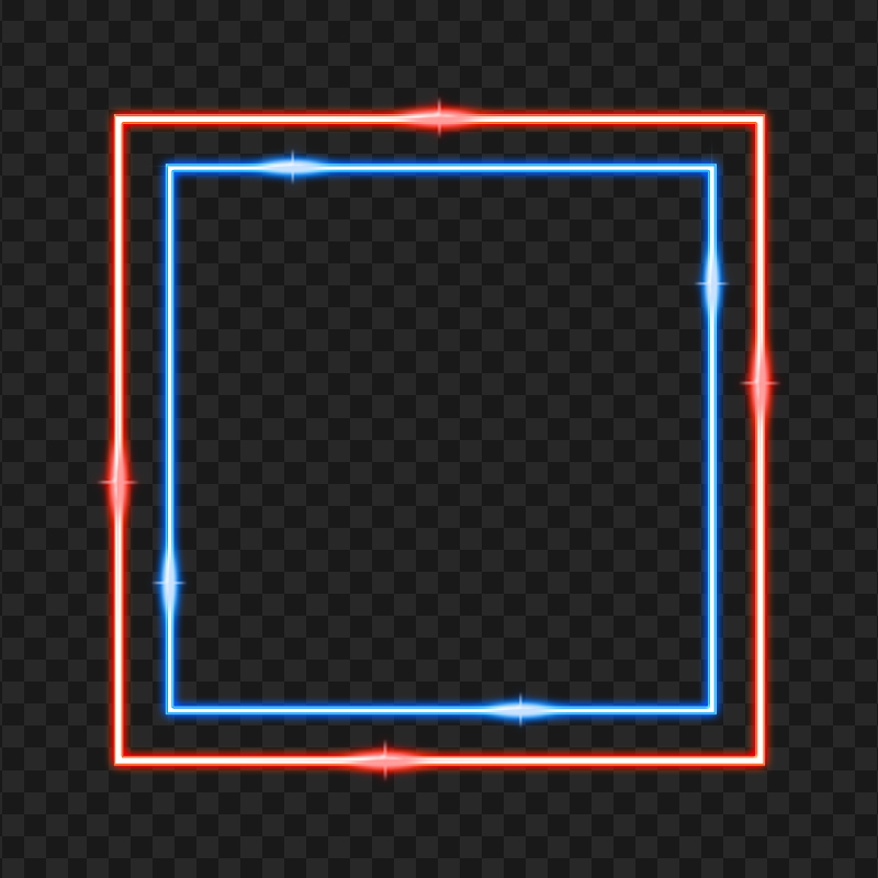 HD Red & Blue Neon Border Frame PNG