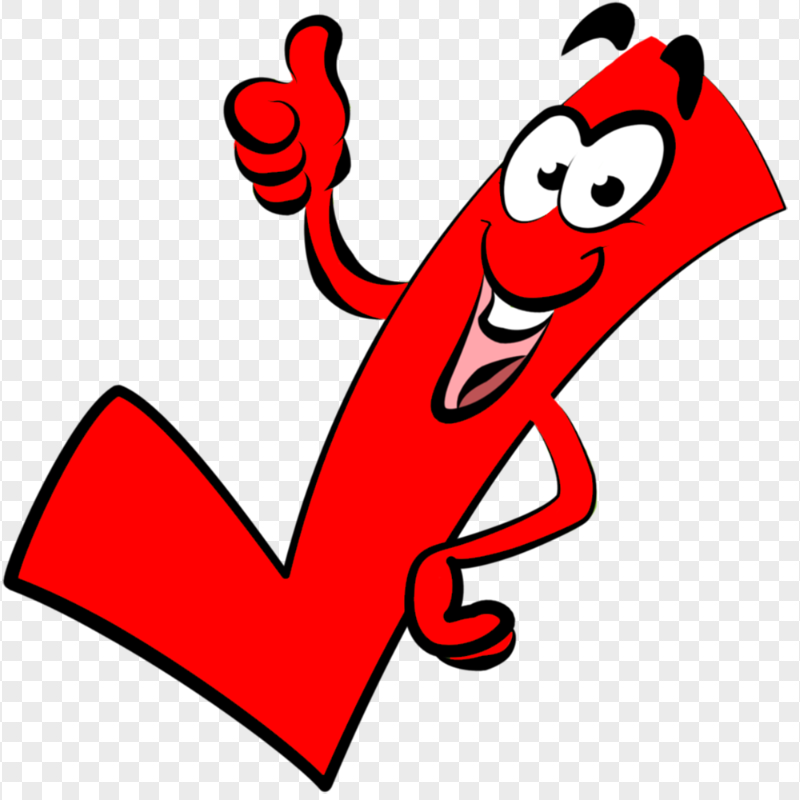 HD Red Cartoon Tick Check Mark Character PNG