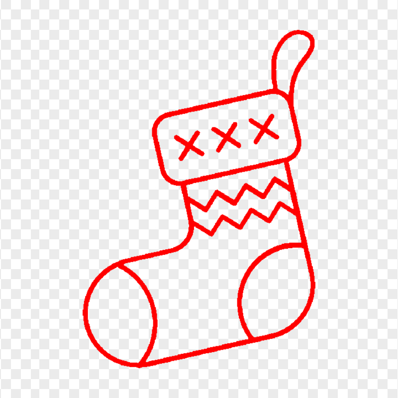 HD Red Christmas Sock Line Icon Transparent Background