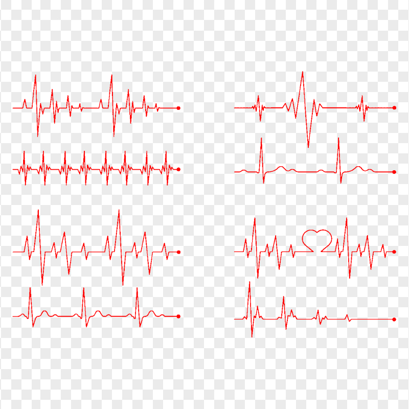 HD Red Collection Of Heart Rate Lines PNG