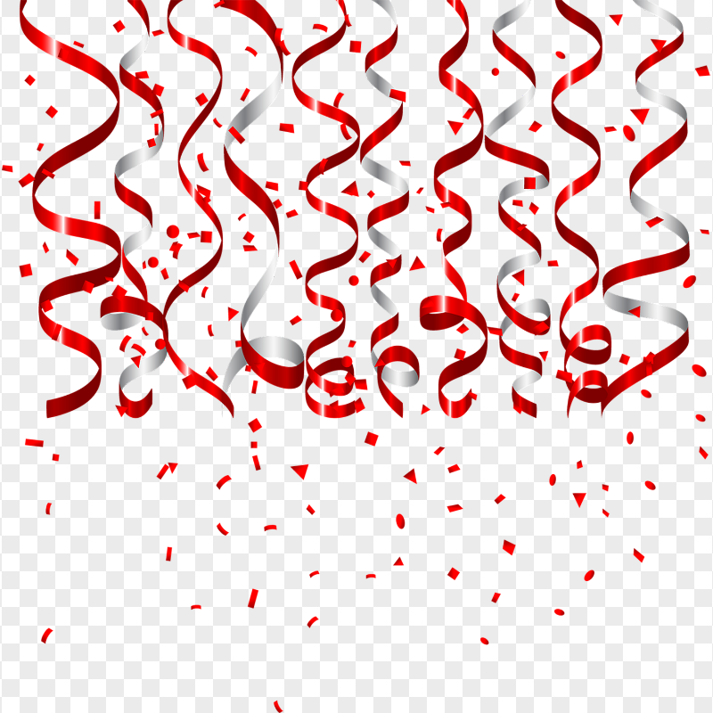 HD Red Confetti Ribbons Celebration PNG