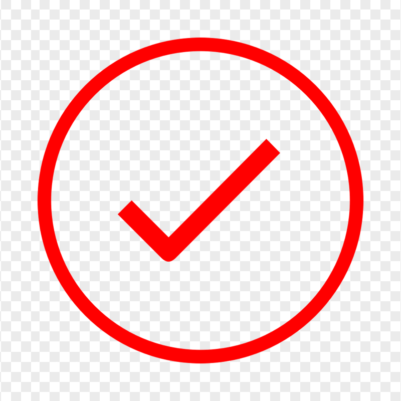 HD Red Flat Outline Round Tick Check Mark Icon Symbol PNG