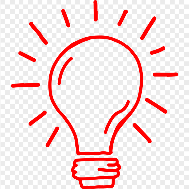 HD Red Glowing Bulb Idea Clipart Icon PNG