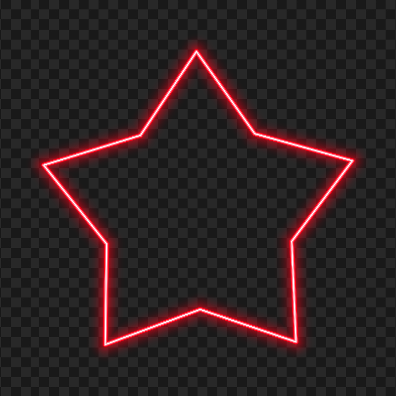HD Red Glowing Neon Star Transparent Background