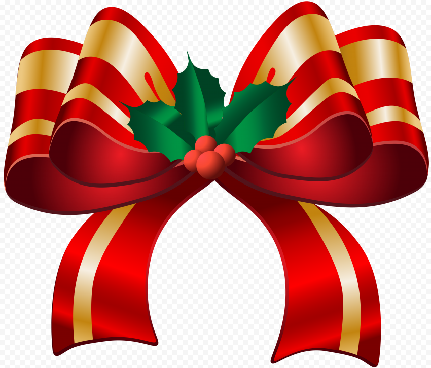 HD Red Gold Christmas Bow Ribbon PNG Citypng