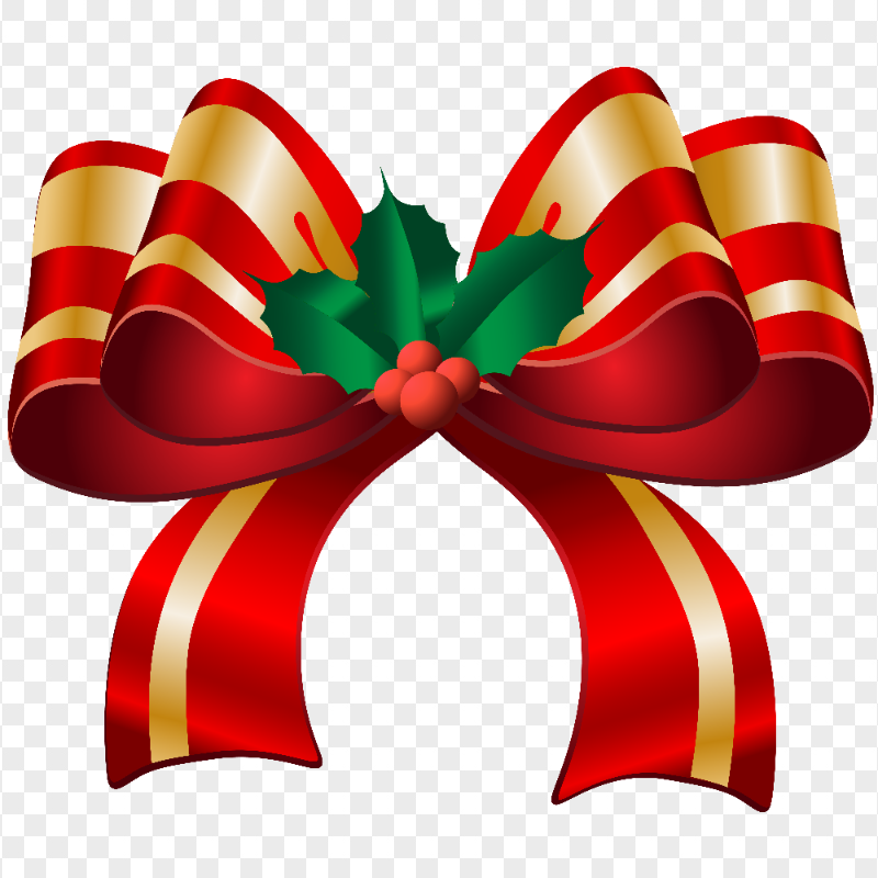 HD Red & Gold Christmas Bow Ribbon PNG