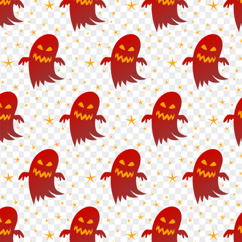 HD Red Halloween Cartoon Clipart Ghosts Pattern PNG