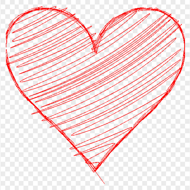 HD Red Hand Sketch Heart Love PNG