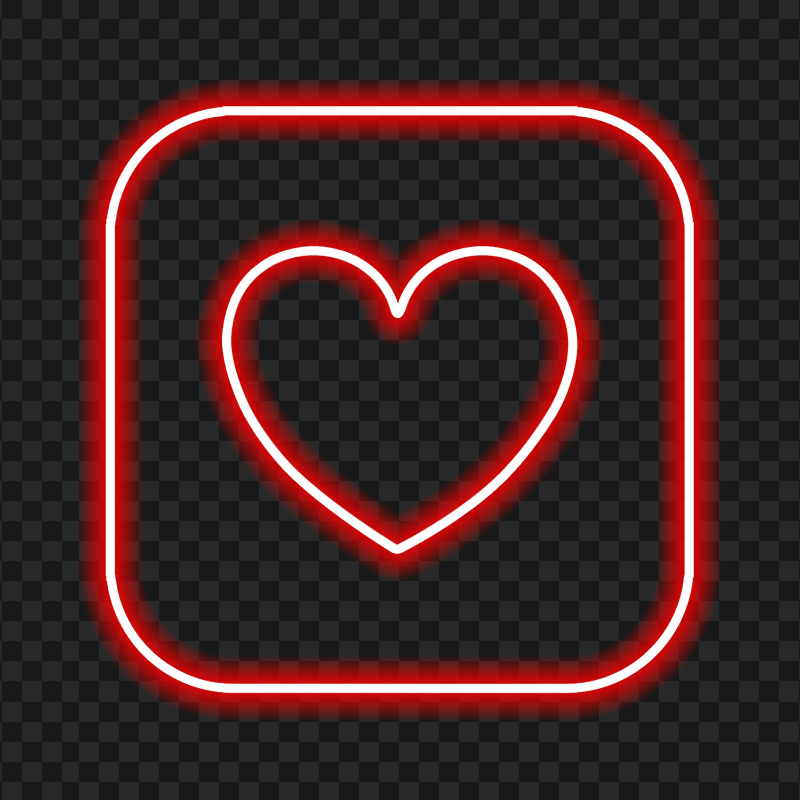 HD Red Heart Neon Icon PNG