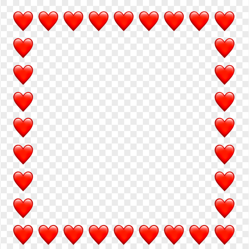 HD Red Hearts Emoji Square Frame PNG