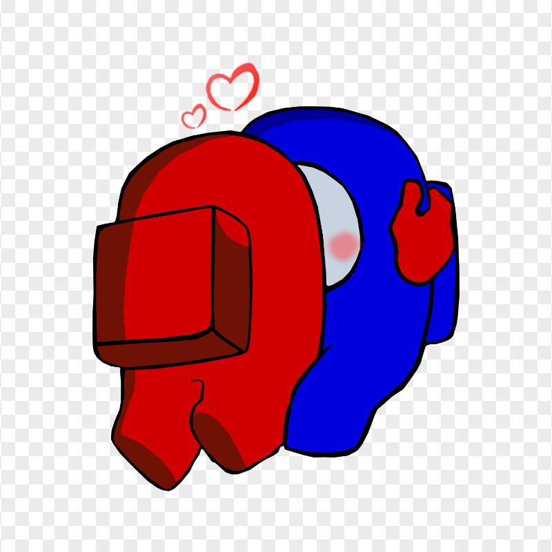 HD Red Kiss Blue Among Us Characters In Love PNG