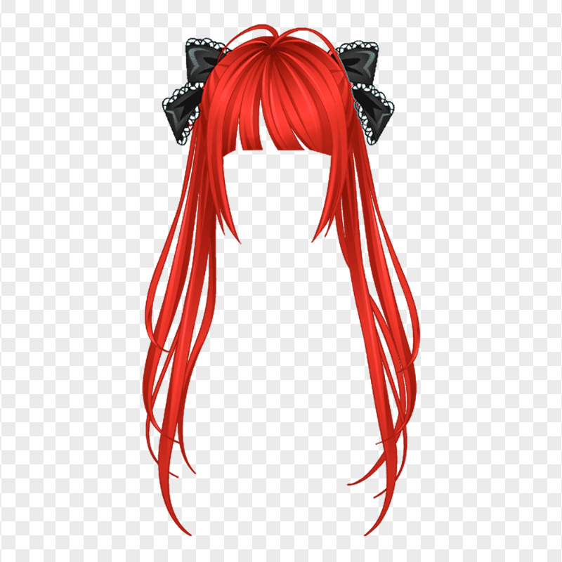 HD Red Long Anime Girl Hair PNG