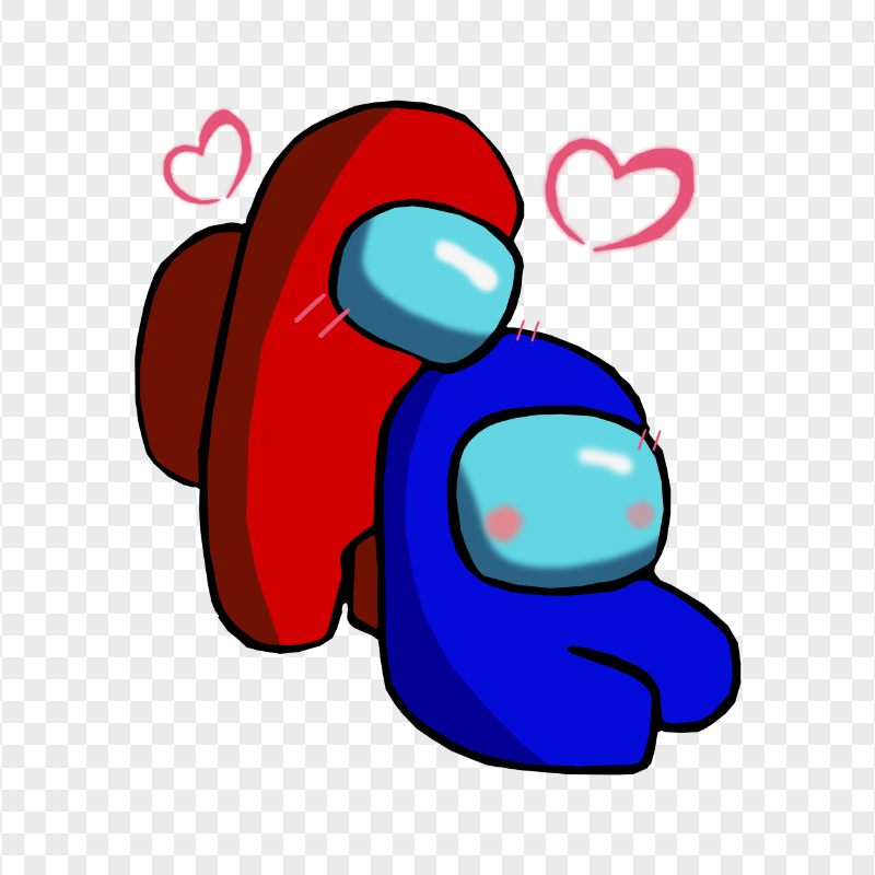 HD Red Love Blue Among Us Characters Valentines Romance PNG