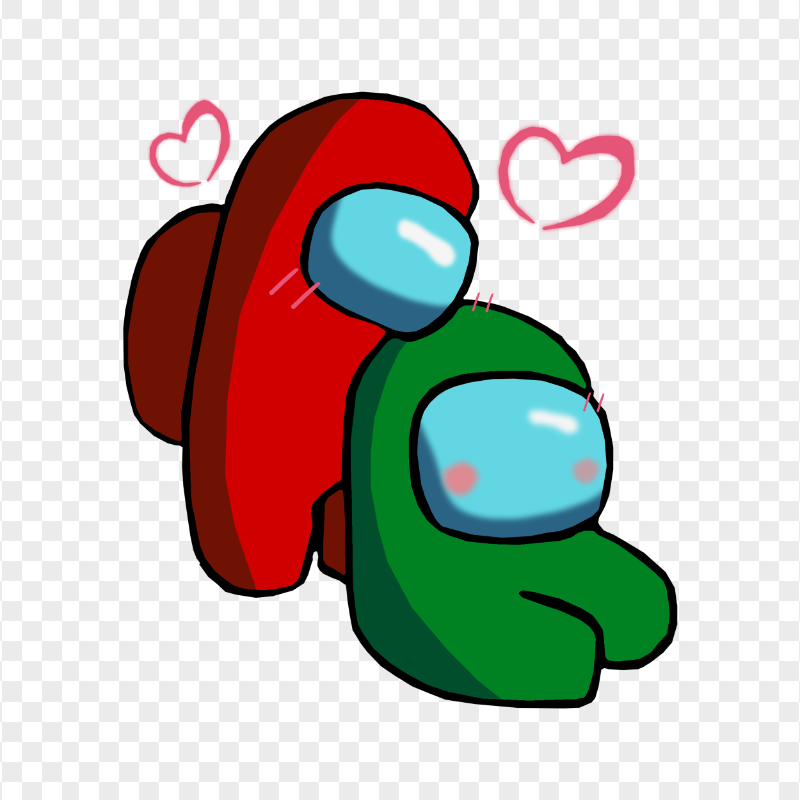 HD Red Love Green Among Us Characters Valentines Romance PNG