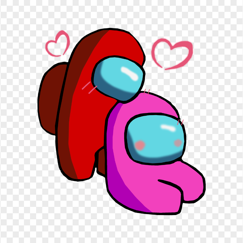 HD Red Love Pink Among Us Characters Valentines Romance PNG