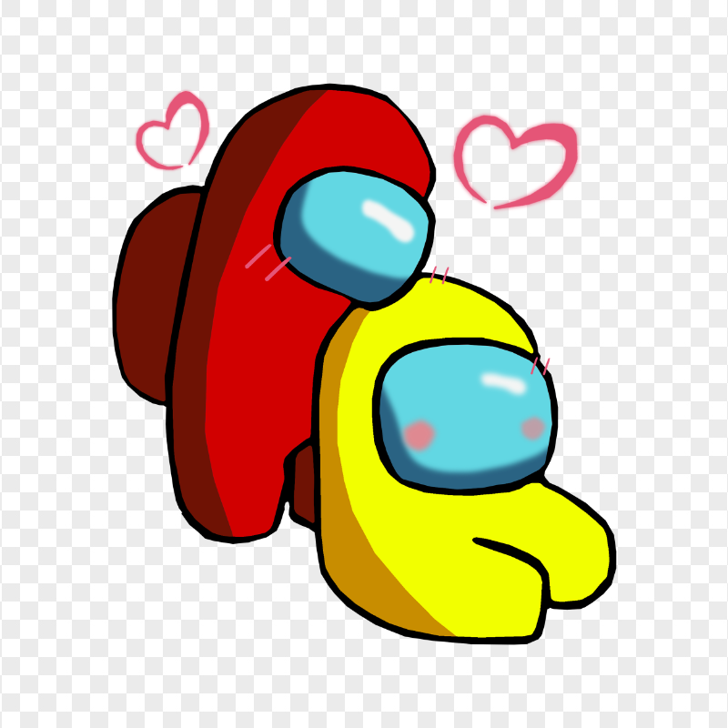 HD Red Love Yellow Among Us Characters Valentines Romance PNG