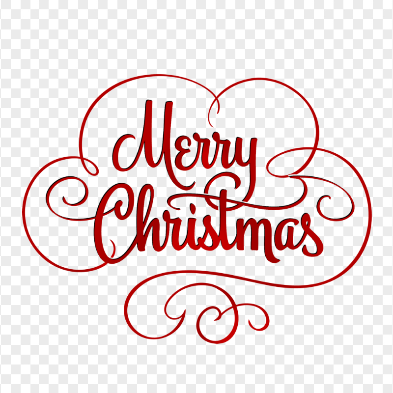 HD Red Merry Christmas Calligraphy Text Logo PNG