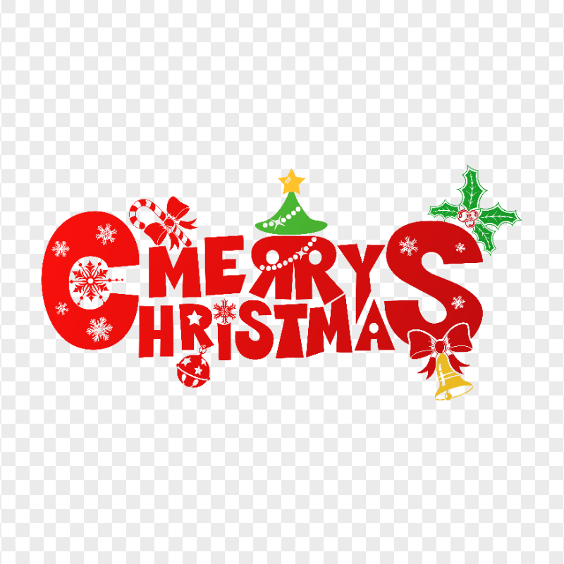 HD Red Merry Christmas Clipart Vector Text Logo PNG