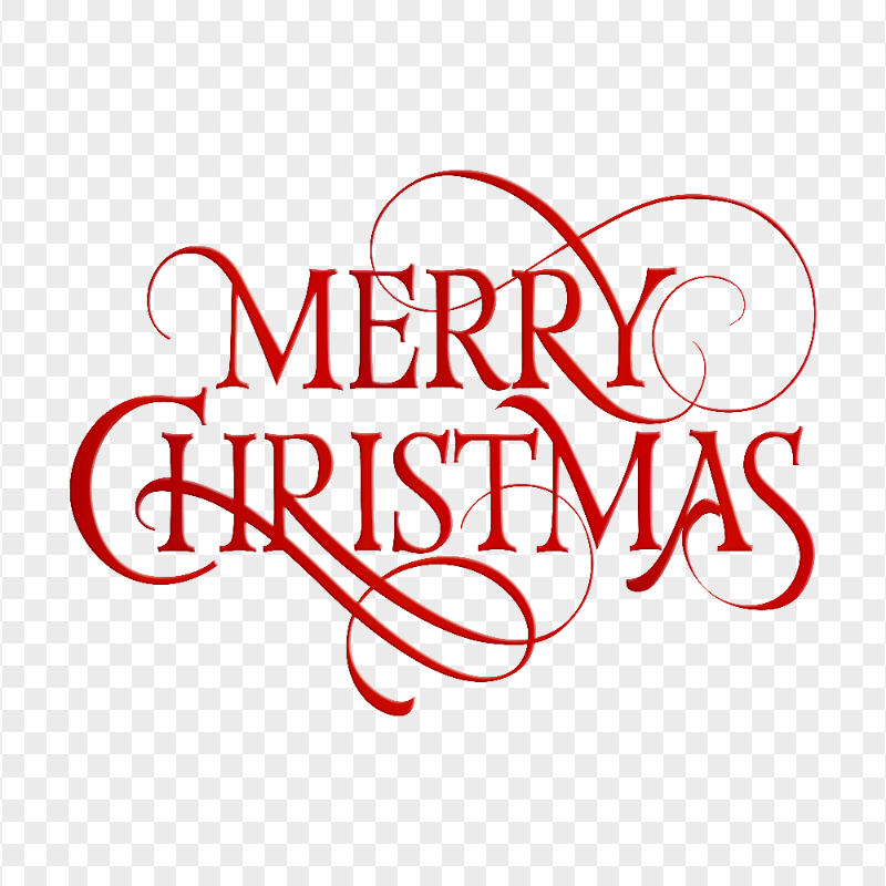 HD Red Merry Christmas Text Logo PNG