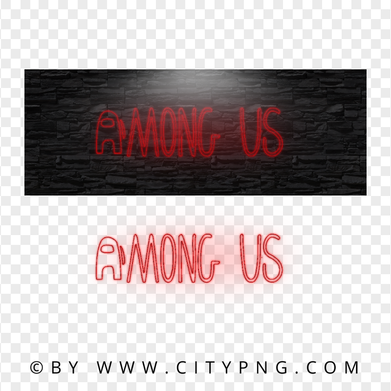 HD Red Neon Among Us Crewmate Logo PNG