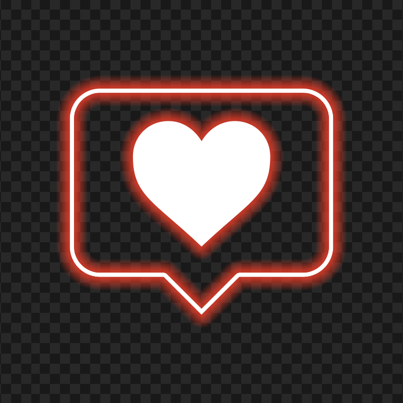 HD Red Neon Glowing Heart Icon Notification Instagram PNG