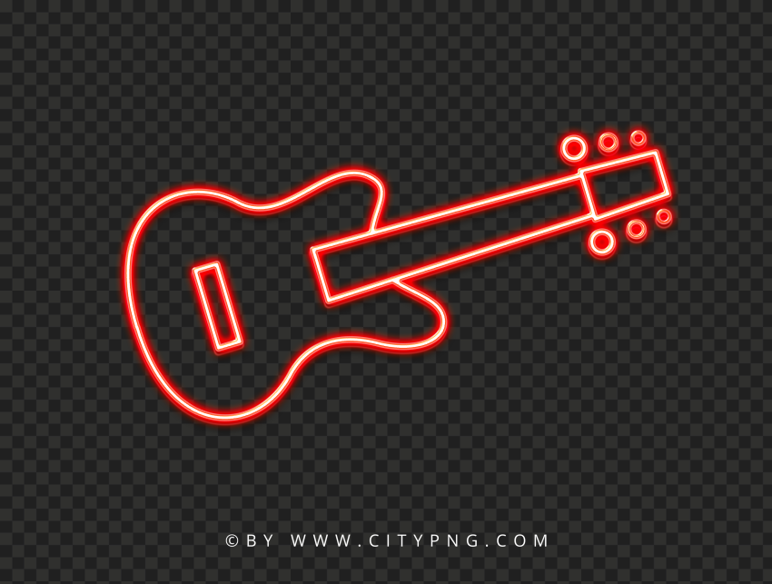 HD Red Neon Guitar Transparent Background Citypng