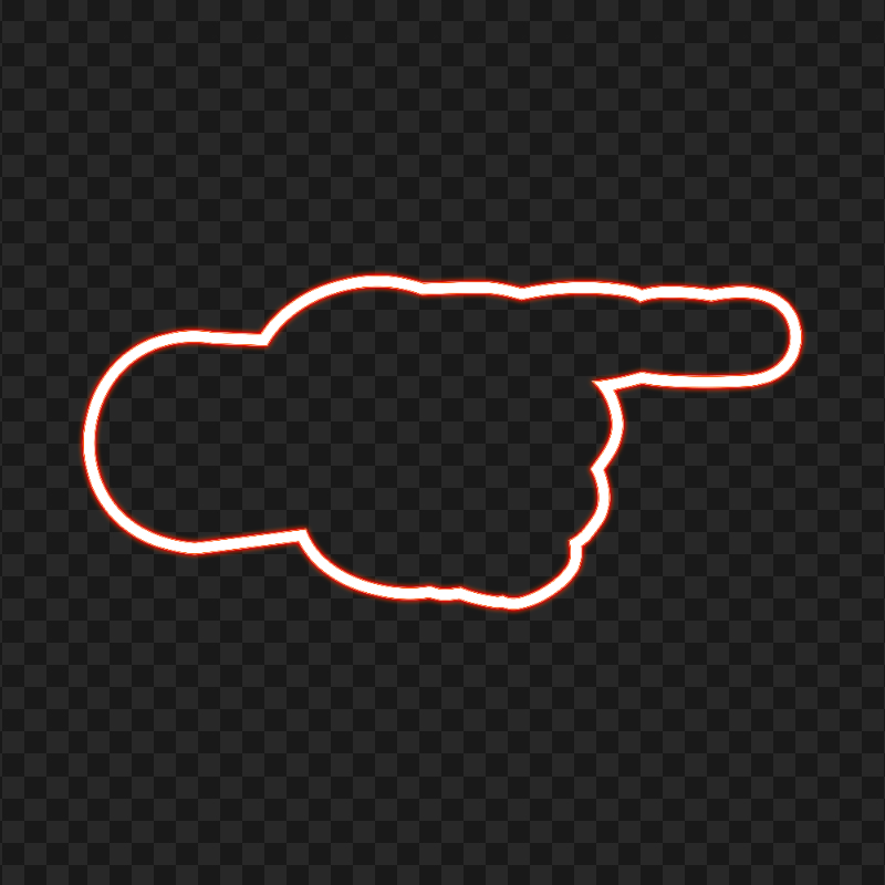 HD Red Neon Hand Finger Pointing Right PNG