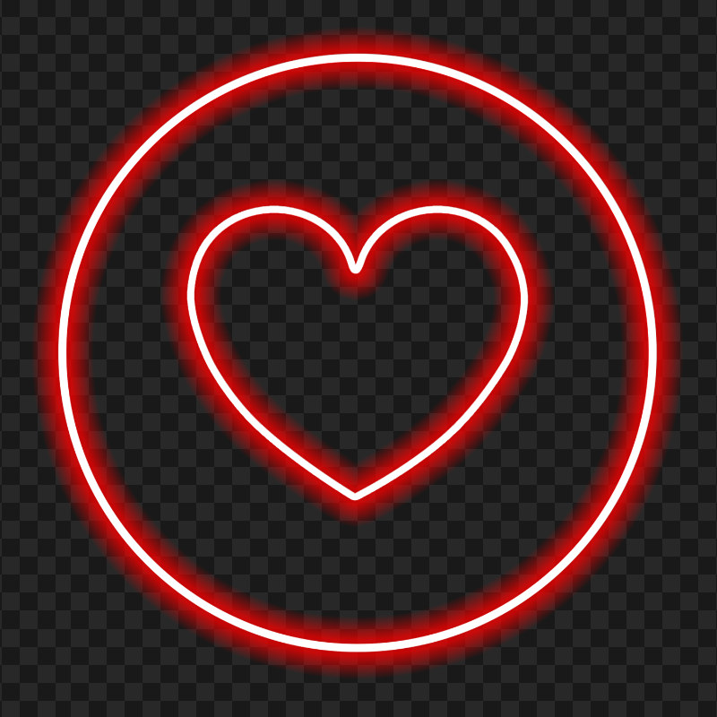 HD Red Neon Heart Icon PNG